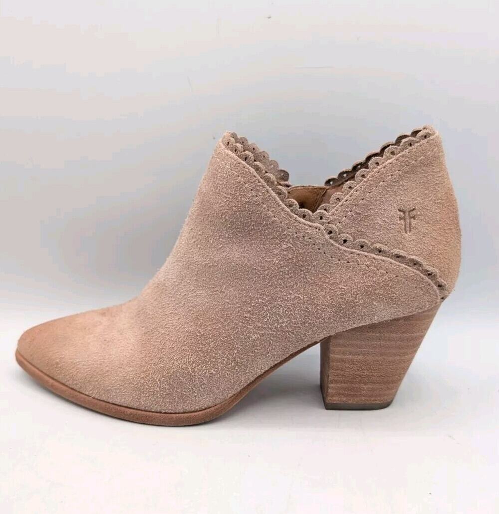 Frye Reed Scallope Shootie Women's 6M Pink Pale Blush Suede